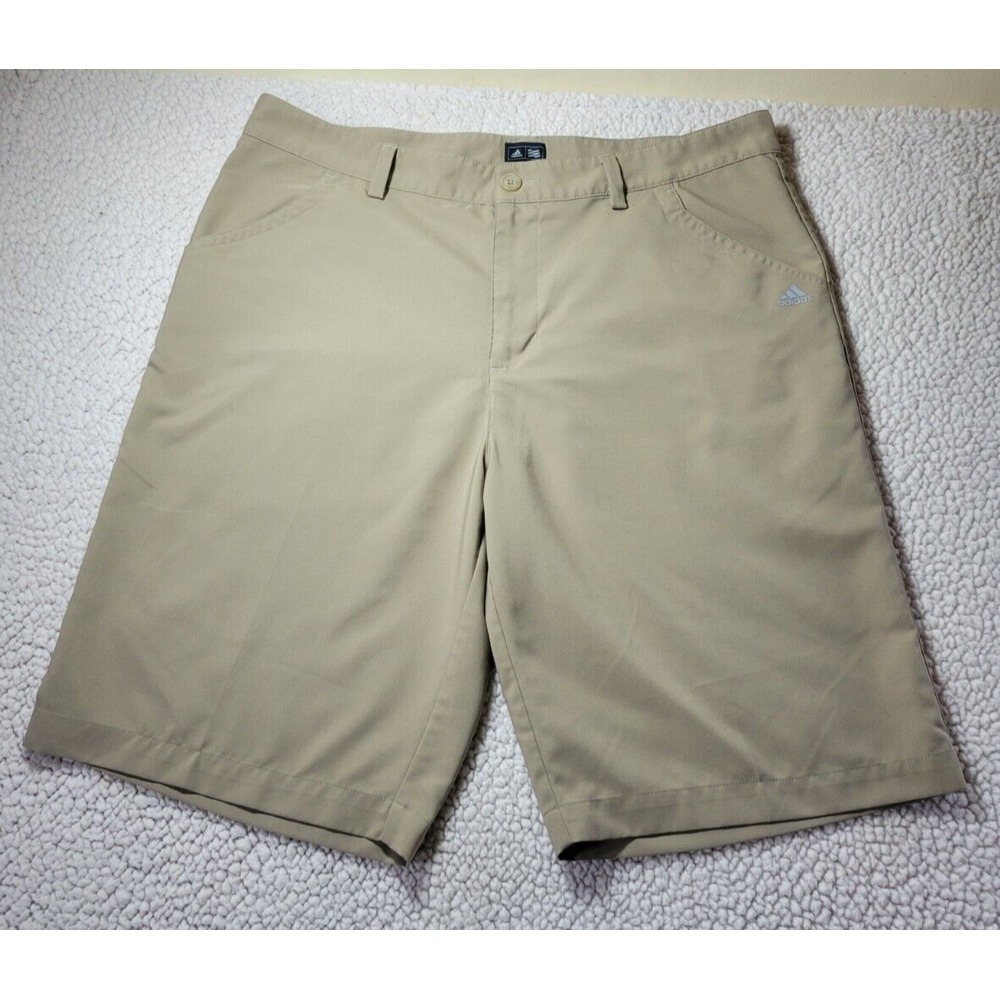 Adidas Mens Golf Shorts‎ Tan / Beige Polyester 36 Waist Hiking Outdoors EC